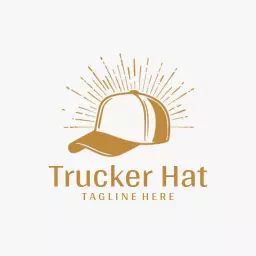 Stylish Brown Trucker Hat Design with Radiant Sunburst Logo Template