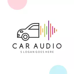 Stylish Car Icon with Vibrant Sound Waves in Design Logo Template