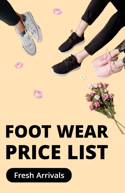 Stylish Casual and Sport Footwear Collection Price List Template
