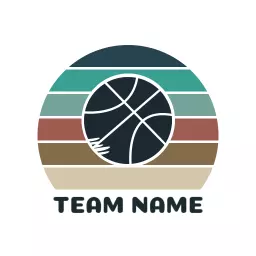 Stylish Circle Basketball Design with Bold Colors Logo Template