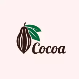 Stylish Cocoa Pod with Green Leaves Representing Chocolate Logo Template