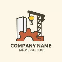 Stylish Crane and Gear Representing Construction Services Logo Template