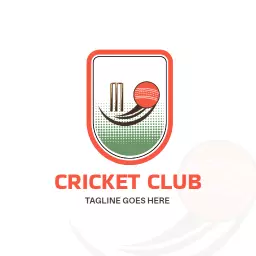 Stylish Cricket Club Logo Featuring Iconic Bat and Ball Logo Template