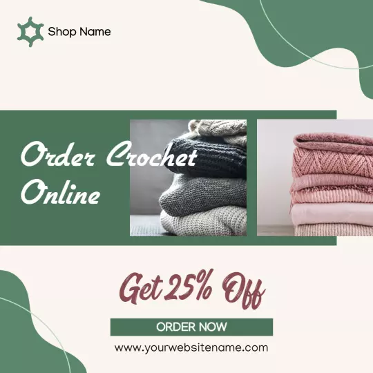 Stylish Crocheted Fabrics for Online Orders with Discount Ad Template