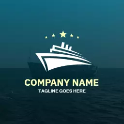 Stylish Cruise Ship Over Ocean Representing Transportation Logo Template