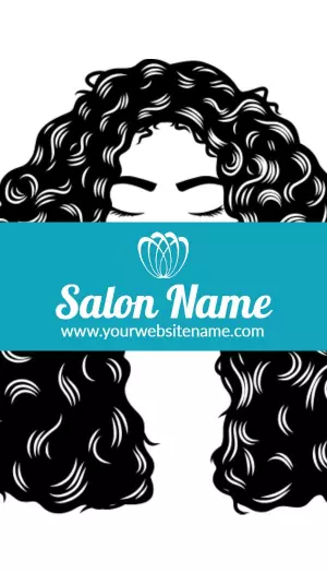Stylish Curly Hair Salon Logo and Contact Information Business Card Template