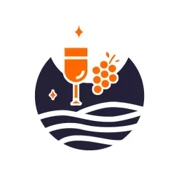 Stylish Dark Blue and Orange Wine Bar Logo Design Logo Template