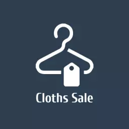 Stylish Dark Blue Clothing Sale Hanger Design Logo Template
