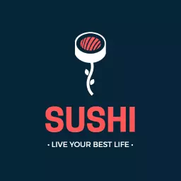 Stylish Dark Blue Sushi Logo Highlighting Fresh Ingredients Logo Template