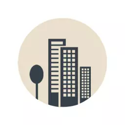Stylish Dark Building Silhouettes Representing Real Estate Logo Template
