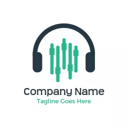 Stylish Dark Headphones and Sound Mixers for DJ Logo Template