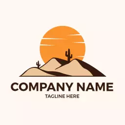 Stylish Design of Desert Landscape with Sunrise Logo Template