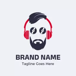 Stylish DJ Logo Featuring Trendy Headphones and Vinyl Records Logo Template