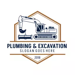 Stylish Excavator Design Representing Plumbing and Excavation Logo Template