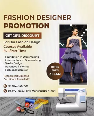 Stylish Fashion Designer Course Promotion Discount Poster Template