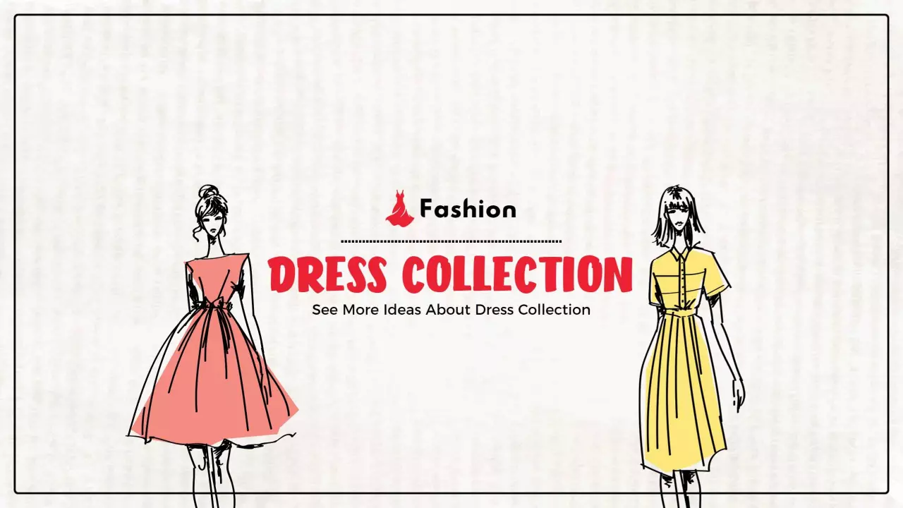 Stylish Fashion Illustrations Featuring Dress Collection YouTube Banner Template