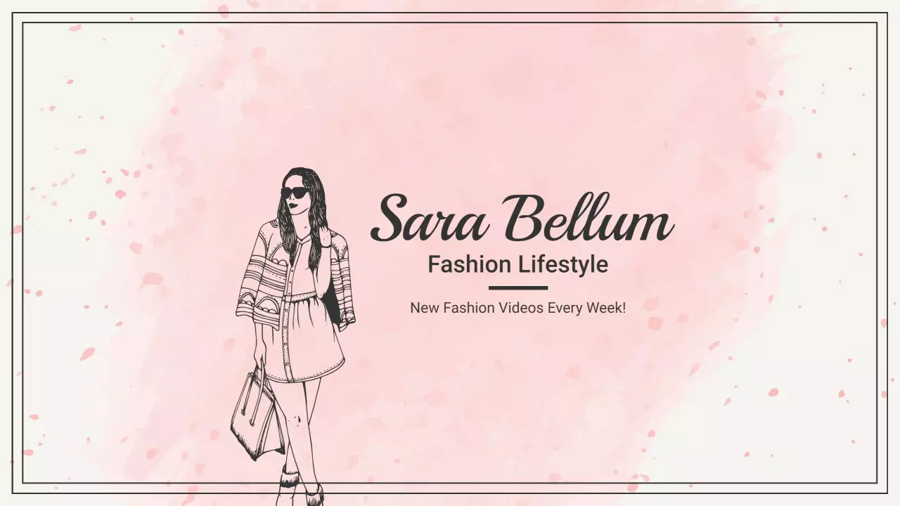 Stylish Fashion Lifestyle Illustration on Pink Background YouTube Banner Template