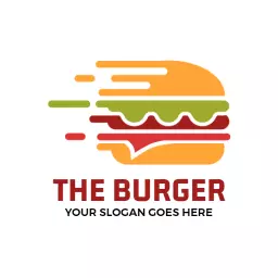 Stylish Fast-Moving Burger Design for Food Industry Logo Template