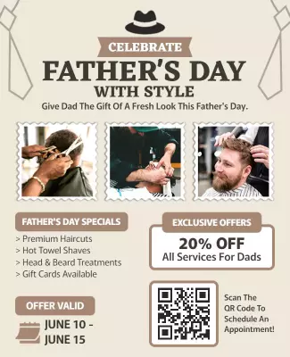 Stylish Father's Day Grooming Services Promotion Poster Template