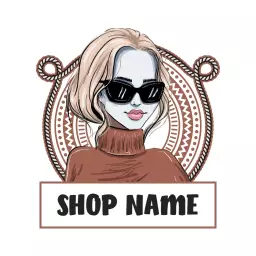 Stylish Female Mascot with Sunglasses for Fashion Logo Template