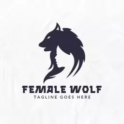 Stylish Female Wolf Design Symbolizing Strength and Spirit Logo Template