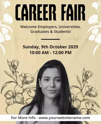 Stylish Floral Career Fair Information Poster Template