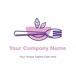 Stylish Fork and Leaf Design for Kitchenware Branding Logo Template