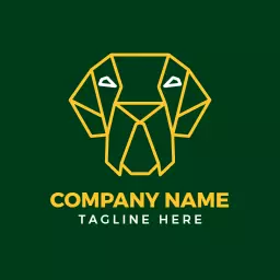 Stylish Geometric Pitbull Design on Dark Green Background Logo Template