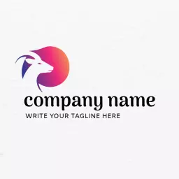 Stylish Goat Silhouette Against Vibrant Color Sphere Logo Template