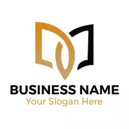 Stylish Gold and Black Leaf Design for Business Logo Template