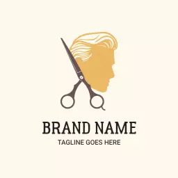 Stylish Gold and Brown Haircut Design for Barber Shop Logo Template