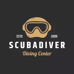 Stylish Gold Diving Equipment Highlighting Diver Services Logo Template