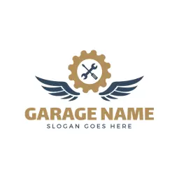 Stylish Gold Gear Design Representing Garage Services Logo Template