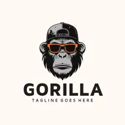 Stylish Gorilla Wearing Sunglasses in Urban Animal Logo Template
