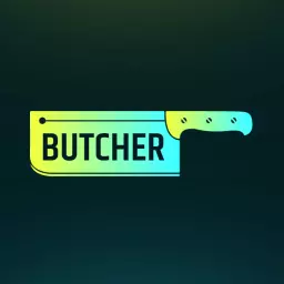 Stylish Gradient Knife Design Showcasing Butcher Services Logo Template