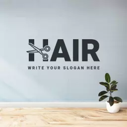 Stylish Gray and Black Hair Salon Mockup Logo Template