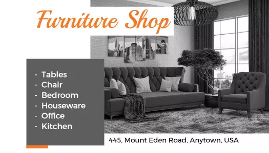 Stylish Gray and Orange Furniture Shop Business Card Template