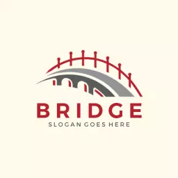 Stylish Gray and Red Architectural Bridge Design Logo Template