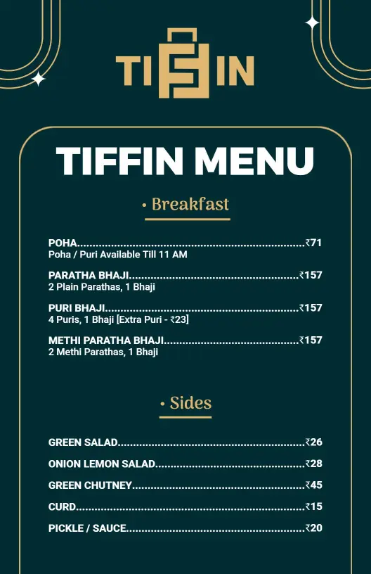 Stylish Green and Gold Tiffin Food Menu Template