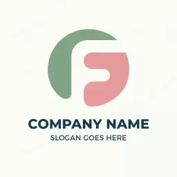 Stylish Green and Pink F Letter Design Logo Template