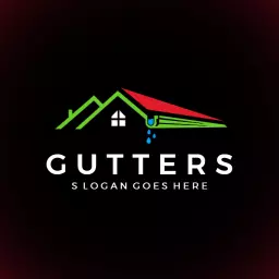 Stylish Green and Red House Design for Gutter Services Logo Template