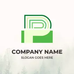 Stylish Green and White P Letter Design for Branding Logo Template