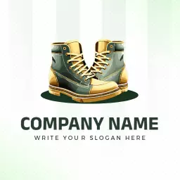 Stylish Green and Yellow Hiking Boots Design for Shoes Logo Template