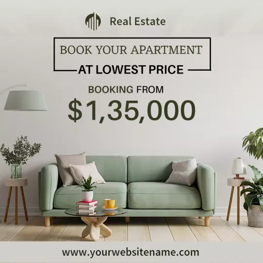 Stylish Green Apartment Booking Promotion at Lowest Price Ad Template