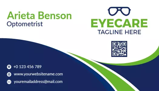 Stylish Green Eyecare Optometrist Visiting Card Template