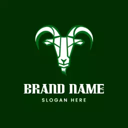 Stylish Green Goat Head Design Representing Nature Logo Template