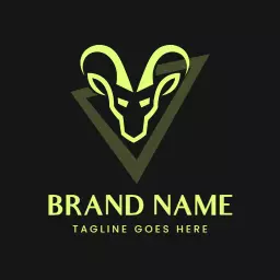 Stylish Green Goat Silhouette with Sharp Geometric Design Logo Template