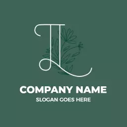 Stylish Green Letter L Design with Elegant Floral Elements Logo Template