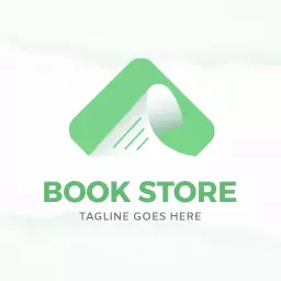 Stylish Green Page Turning Concept for Book Store Logo Template