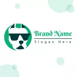 Stylish Green Pitbull Logo Featuring Sunglasses Design Logo Template